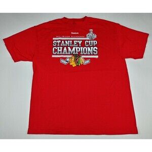 REEBOK Chicago Blackhawks T-Shirt 2013 Stanley Cup Champions NHL Men's Size XL